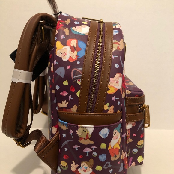 Loungefly Disney Dwarfs Brown and Purple Backpack - Picture 2 of 7